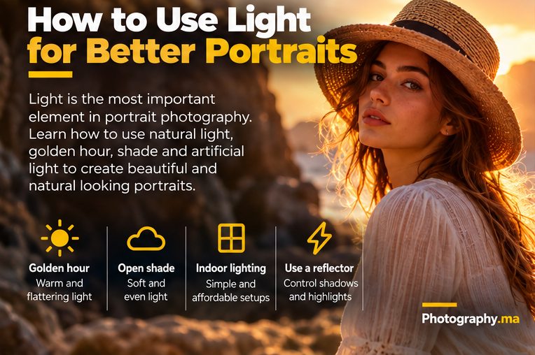 Portrait lighting with golden hour and open shade examples