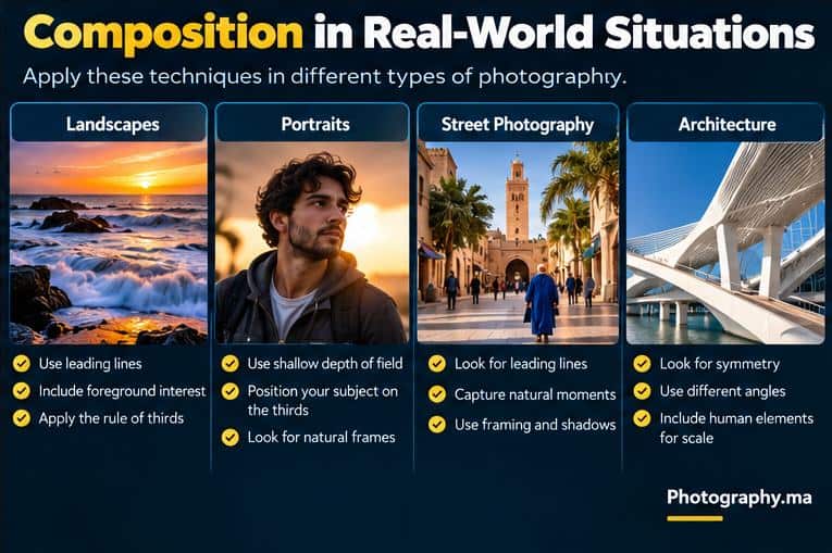 photography composition examples for portraits landscapes and street photography