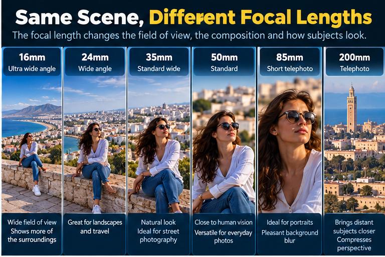 focal length in photography comparison from 16mm to 200mm