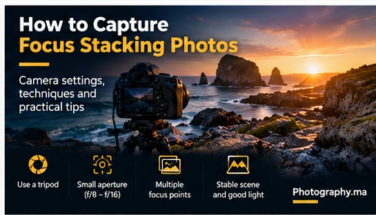 Landscape Focus Stacking Landscape focus stacking with a tripod-mounted camera photographing a rocky coastline
