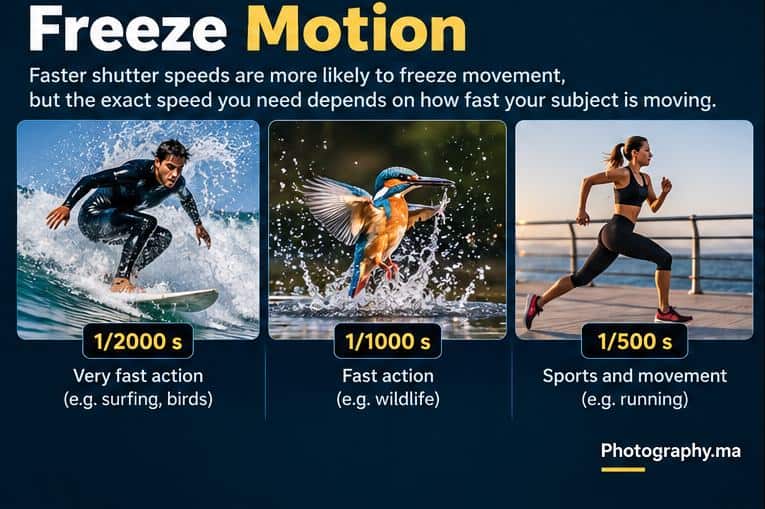 fast shutter speed to freeze motion