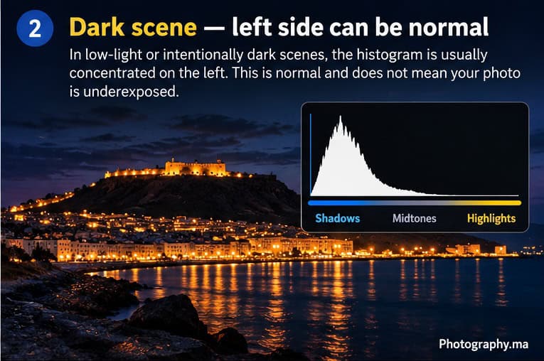 histogram dark scene photography