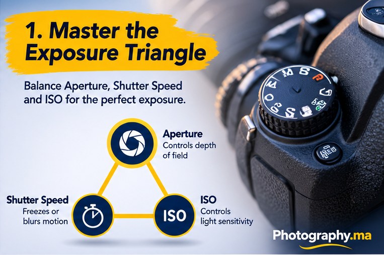 Manual mode photography for beginners exposure triangle aperture shutter ISO