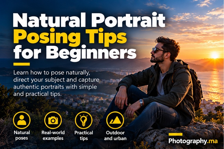 Portrait posing tips for beginners featuring a relaxed outdoor portrait