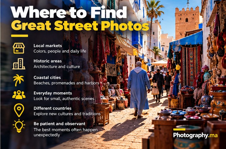 Street photography for beginners exploring a colorful market