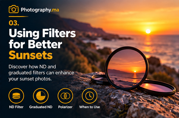 Camera lens filters for better sunset photography with warm coastal light.